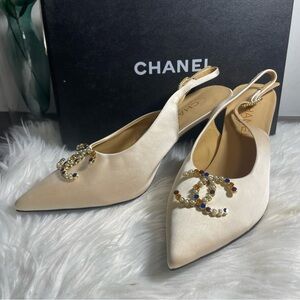Chanel Cream Slingback Heels